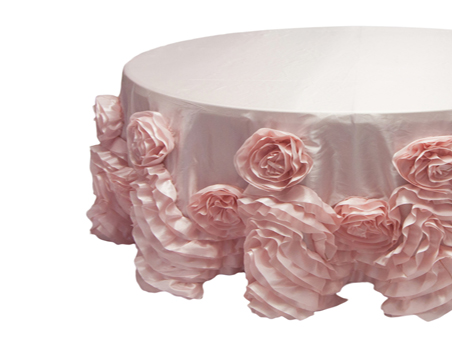 Customized Size and Color Rosette Flower Taffeta Table Cloth