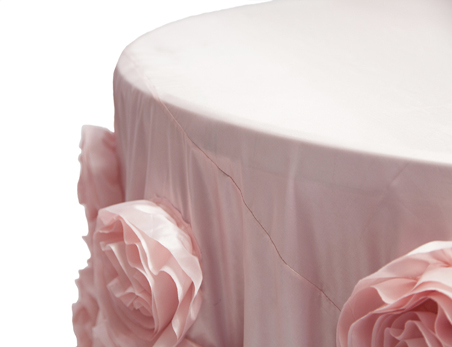 Customized Size and Color Rosette Flower Taffeta Table Cloth