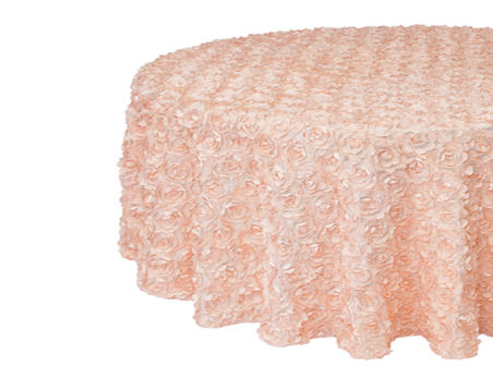 Premuim Pink Round 3D Rosette Satin Table Cloth