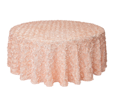 Premuim Pink Round 3D Rosette Satin Table Cloth