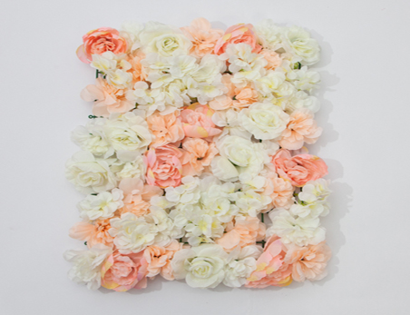 Customized Tangerine White Ivroy Three Colors Hydrangea Artificial Flower Wall Mat Panel Decoration