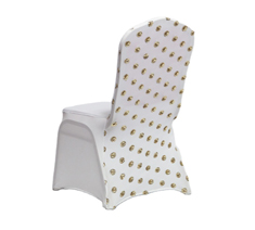 White Spandex Stretch Banquet Chair Cover with Sequin Back