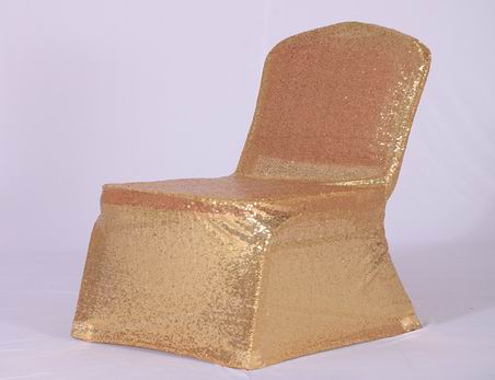 Glitz Sequin Stretch Spandex Banquet Chair Cover-Gold for Wedding Ceremony Anniversary