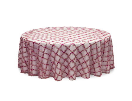 Chiffon Flower Red Embroidery Wedding Banquet Table Cloth