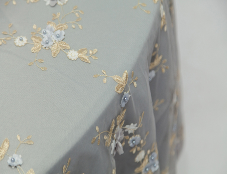 Chiffon Flower Embroidery Wedding Banquet Table Cloth