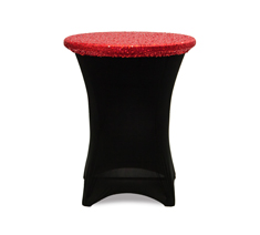 Black High Stretch Elastic Spandex Cocktail Table Cover with Red Sequin