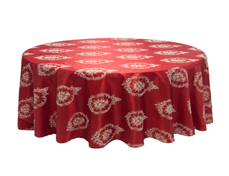 Red Embroidery Round Wedding Banquet Table Cloth