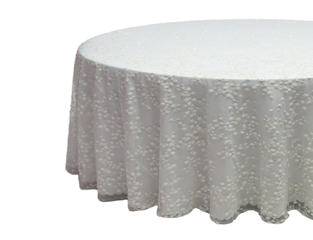 White Embroidery Table Cloth with Shiny Sequins