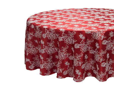 Red Embroidery Round Wedding Banquet Table Cloth