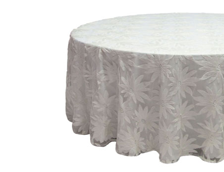 White Flower Embroidery Table Cloth with Shiny Sequins