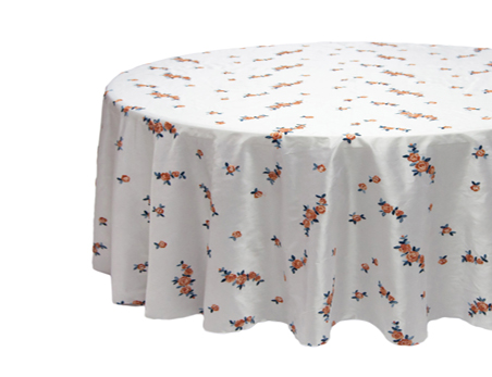 Flower Embroidery Taffeta Wedding Banquet Table Cloth