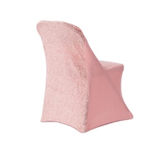 Pink Spandex Stretch Banquet Chair Cover with Glittering Metallic Back