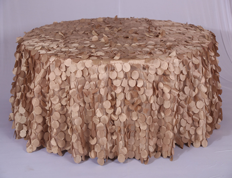 Customized Size Round Brown Petal Nylon Polyester Banquet Tablecloth