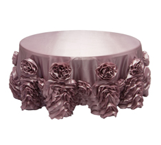 Customized Size and Color Rosette Flower Taffeta Table Cloth