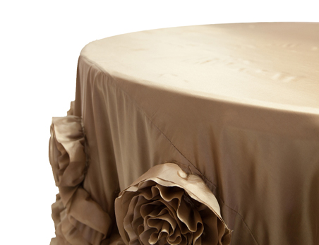 Elegant Brown Big Rosette Flower Taffeta Table Cloth