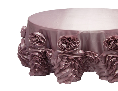 Customized Size and Color Rosette Flower Taffeta Table Cloth