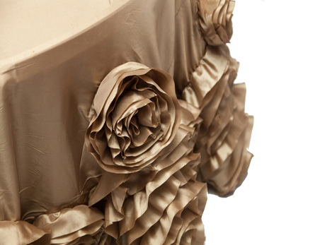 Elegant Brown Big Rosette Flower Taffeta Table Cloth