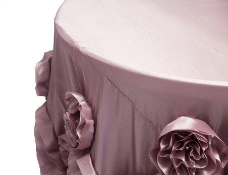 Customized Size and Color Rosette Flower Taffeta Table Cloth