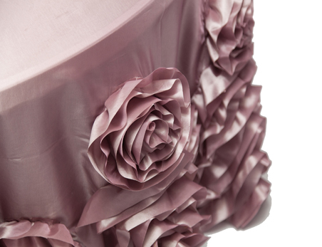 Customized Size and Color Rosette Flower Taffeta Table Cloth