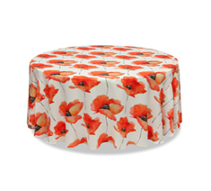 Big Flower Print on Satin Round Table Cloth