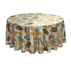 Big Leaves Print on Satin Round Table Cloth