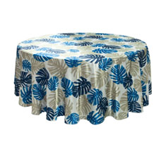 Big Leaves Print on Satin Round Table Cloth