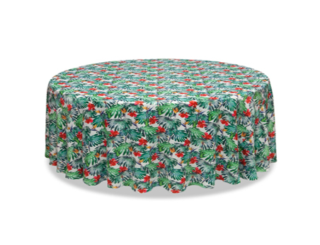 Premium Red Flower Print on Satin Round Table Cloth