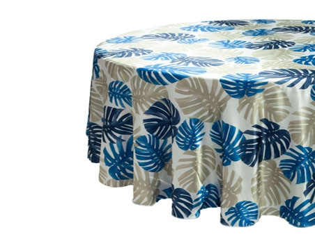 Big Leaves Print on Satin Round Table Cloth