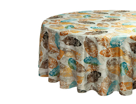 Big Leaves Print on Satin Round Table Cloth