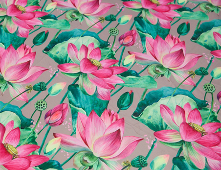 Lotus Flower Print on Satin Round Table Cloth