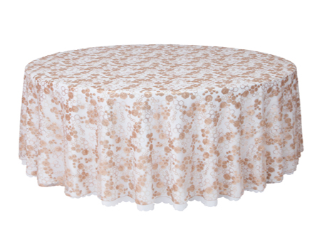 Customized Size Premium Round Hexagon Gold Sequin Mesh Embroidery Table Cloth