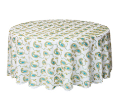 Customized Size Premium Round Ribbon Embroidery Turquoise Sequin Mesh Embroidery Table Cloth