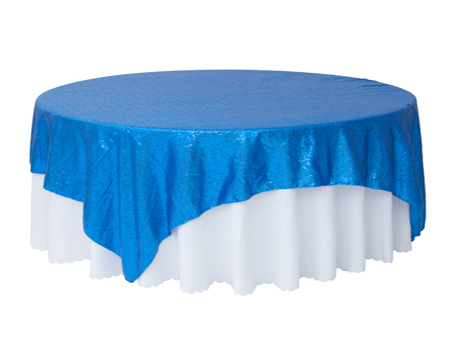 Customized Size Premium Round Blue Sequin Table Overlay