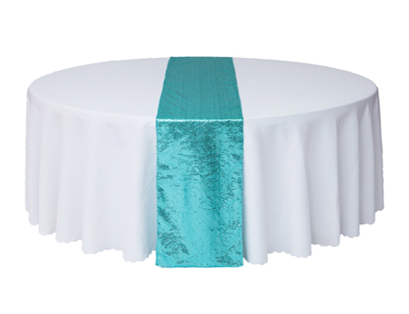 12”X108” Aqua Premium Sequin Table Runner