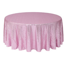 Customized Size Premium Round Pink Sequin Table Cloth