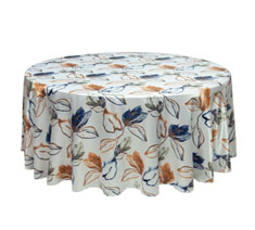 Big Leaves Print on Satin Round Table Cloth