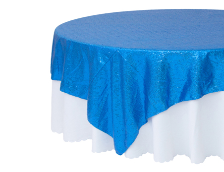 Customized Size Premium Round Blue Sequin Table Overlay