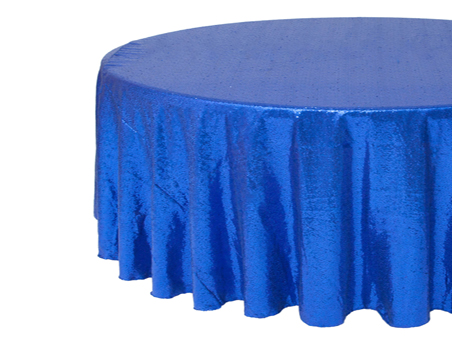 Customized High Quality Round Royal Blue Sequin Table Cloth