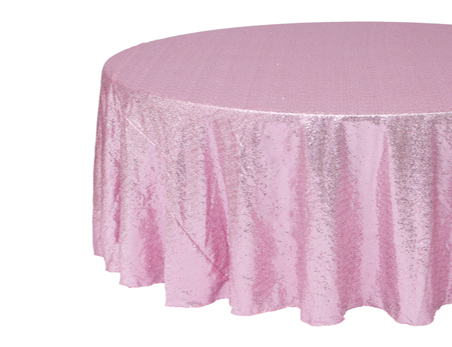 Customized Size Premium Round Pink Sequin Table Cloth