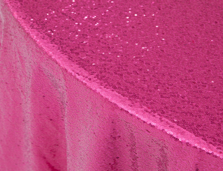 Customized Size Premium Round Fuchsia Sequin Table Cloth