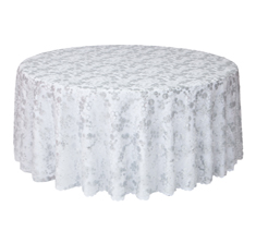 Customized Size Premium Round Hexagon Silver Sequin Mesh Embroidery Table Cloth