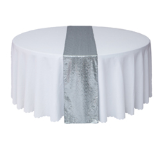 12''X108'' Silver Premium Sequin Table Runner