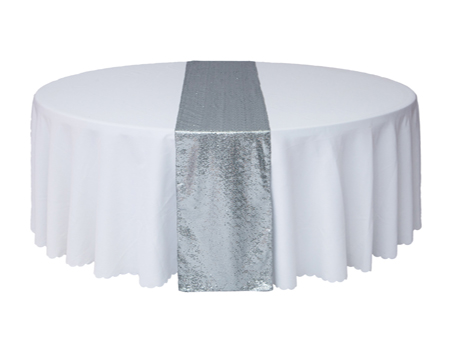 12”X108” Silver Premium Sequin Table Runner