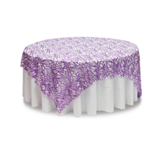 Customized Size Premium Round Purple Matt Sequin Table Overlay