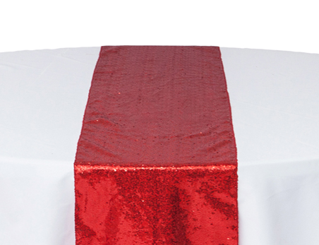 12”X108” Red Premium Sequin Table Runner