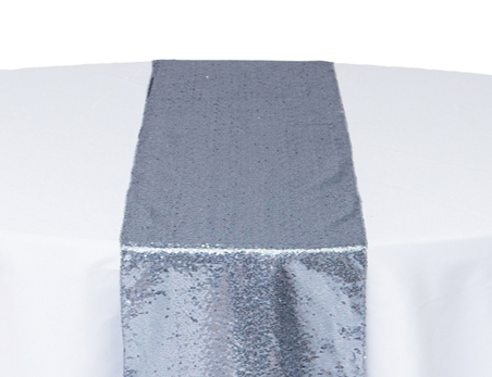 12”X108” Silver Premium Sequin Table Runner