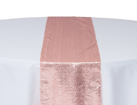 12”X108” Peach Pink Premium Sequin Table Runner