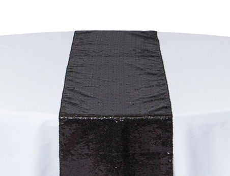 12”X108” Black Premium Sequin Table Runner