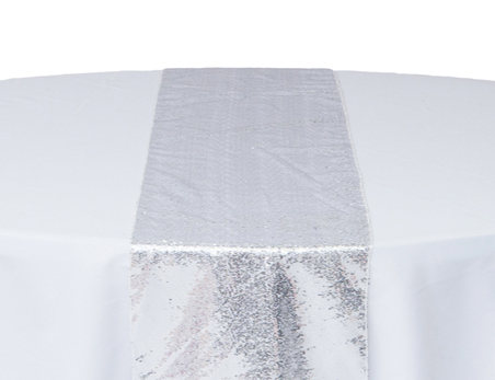 12”X108” White Premium Sequin Table Runner