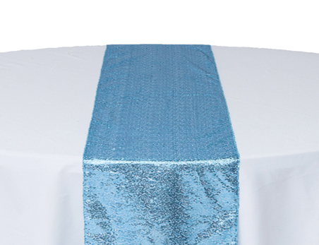 12”X108” Sky Blue Premium Sequin Table Runner